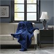 Premier Comfort Polyester Microcord Solid Pieced Corduroy Plush Throw in Navy