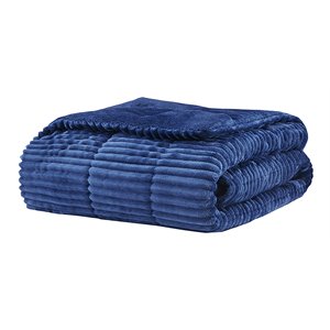 Premier Comfort Polyester Microcord Solid Pieced Corduroy Plush Throw in Navy