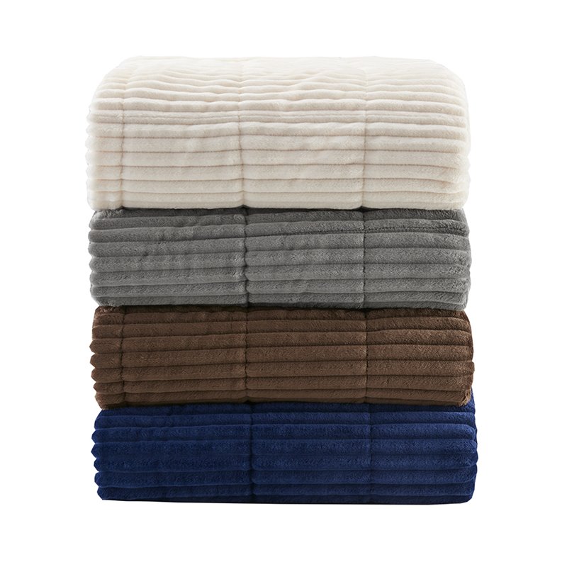 Premier Comfort Polyester Microcord Solid Pieced Corduroy Plush Throw in Ivory