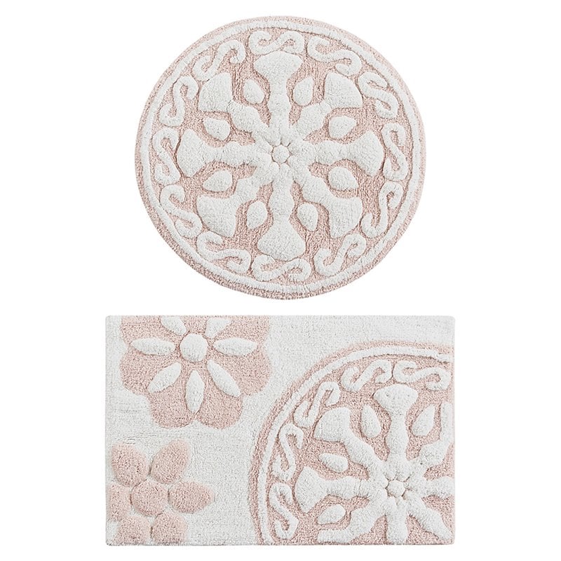 Madison Park Casablanca 100 Percent Cotton Medallion Tufted Rug in Pink