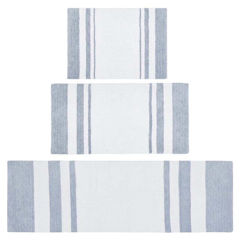 Madison Park Spa 100 Percent Cotton Reversible Bath Rug - Blue