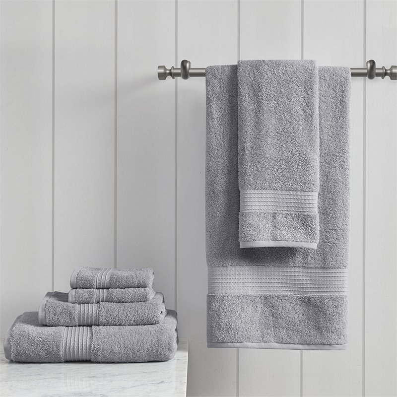 Madison Park Organic 6-Piece 100 Percent Cotton Towel Set in Gray
