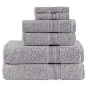 Madison Park Organic 6-Piece 100 Percent Cotton Towel Set in Gray