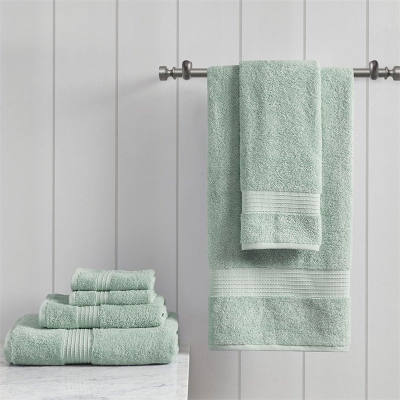 Madison Park Organic 6-Piece 100 Percent Cotton Towel Set in Seafoam Green