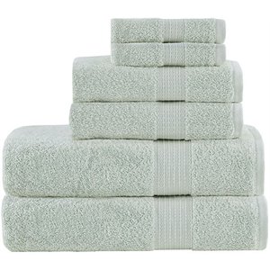 Madison Park Organic 6-Piece 100 Percent Cotton Towel Set in Seafoam Green
