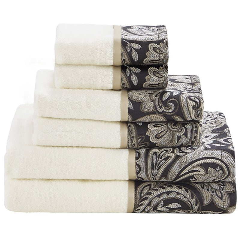 Madison Park Aubrey 6-Piece Cotton Jacquard Towel Set in Black