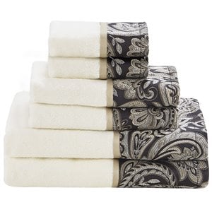 Madison Park Aubrey 6-Piece Cotton Jacquard Towel Set in Black