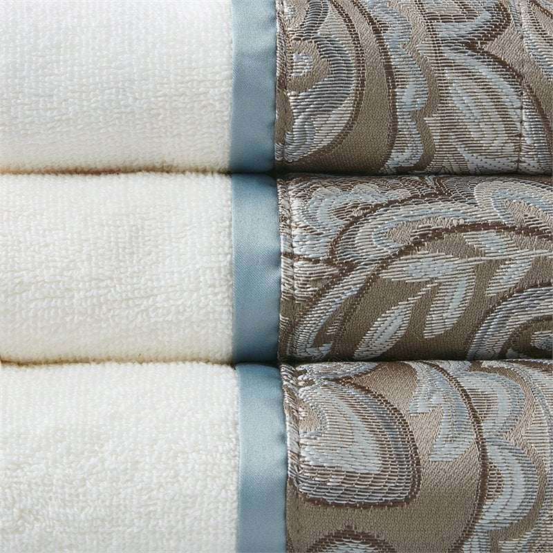 Madison Park Aubrey 6-Piece Cotton Jacquard Towel Set in Blue/Brown