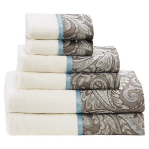Madison Park Aubrey 6-Piece Cotton Jacquard Towel Set in Blue/Brown
