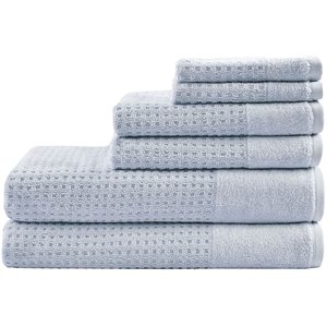 Madison Park Spa 6-Piece 100 Percent Cotton Towel Set in Blue