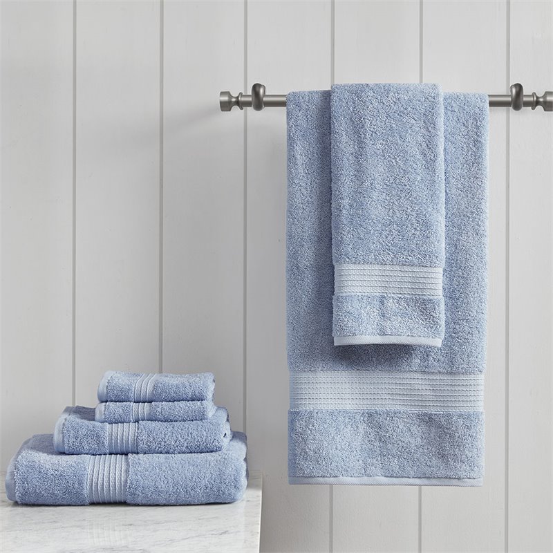 Madison Park Organic 6-Piece 100 Percent Cotton Towel Set in Blue