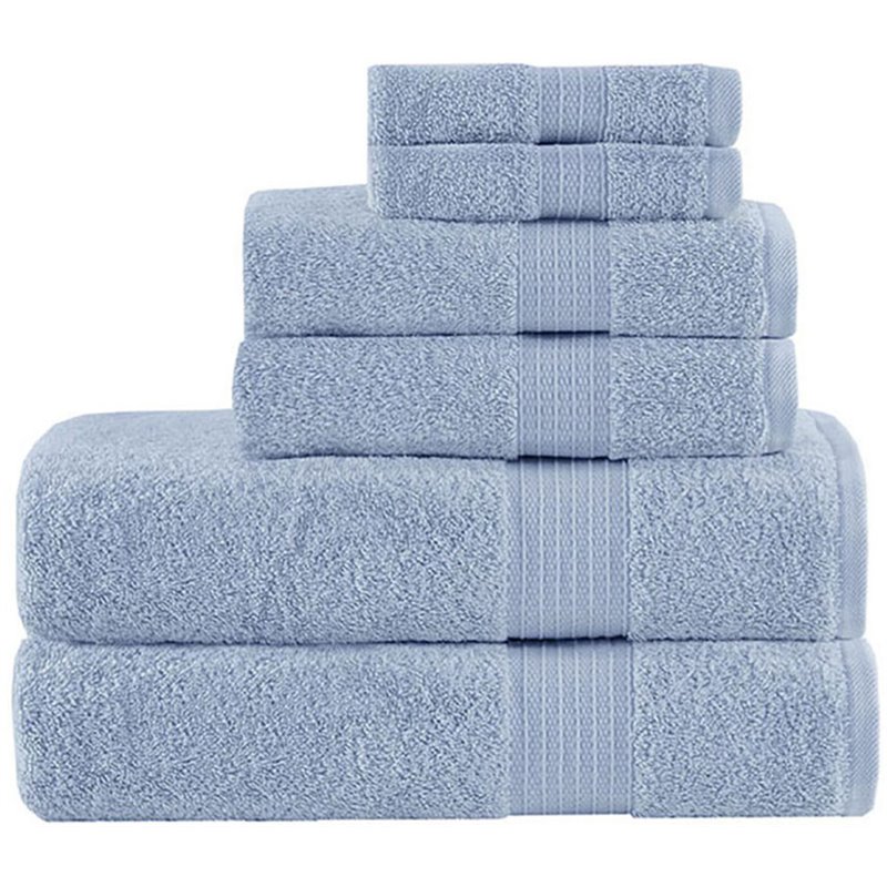 Madison Park Organic 6-Piece 100 Percent Cotton Towel Set in Blue