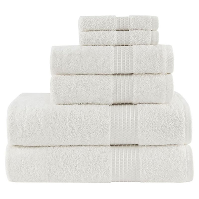 Madison Park Organic 6-Piece 100 Percent Cotton Towel Set in White