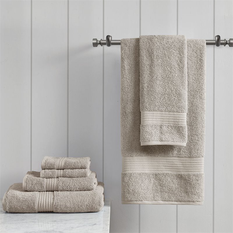Madison Park Organic 6-Piece 100 Percent Cotton Towel Set in Tan