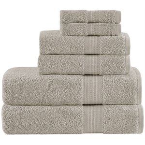 Madison Park Organic 6-Piece 100 Percent Cotton Towel Set in Tan