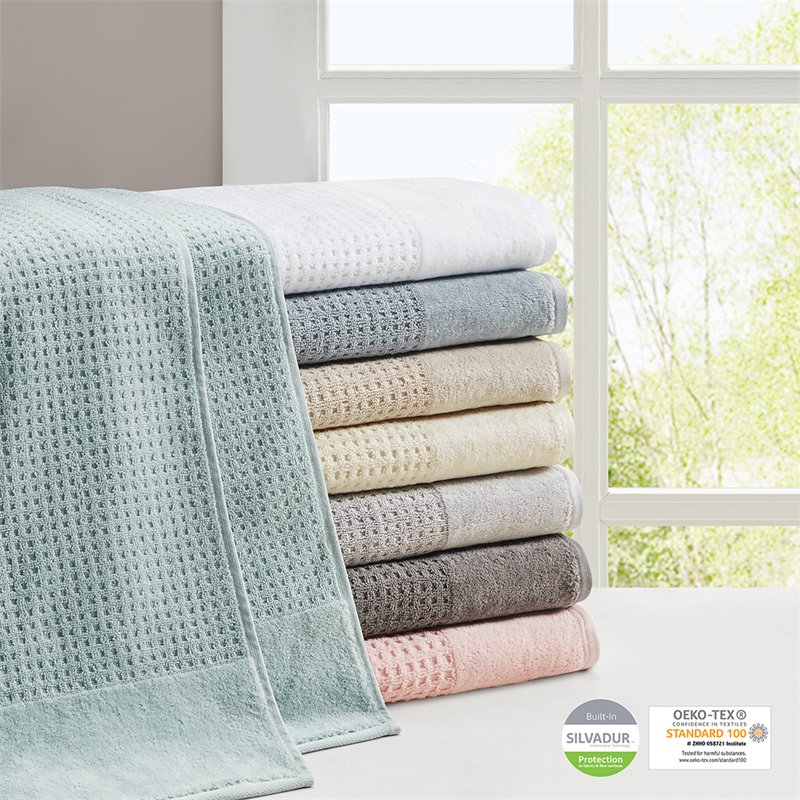 Madison Park Spa 6-Piece 100 Percent Cotton Waffle Towel Set in Charcoal
