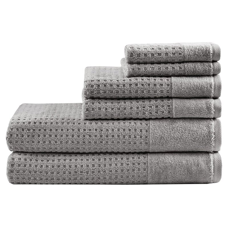 Madison Park Spa 6-Piece 100 Percent Cotton Waffle Towel Set in Charcoal
