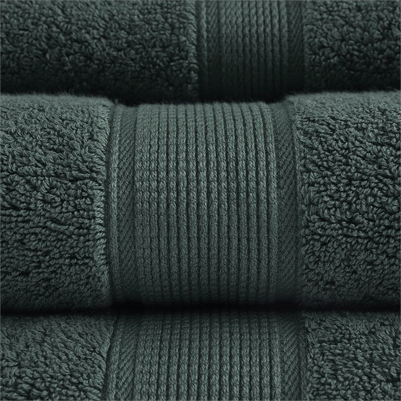 Madison Park Signature 8-Piece 100 Percent Cotton Towel Set in Dark Green