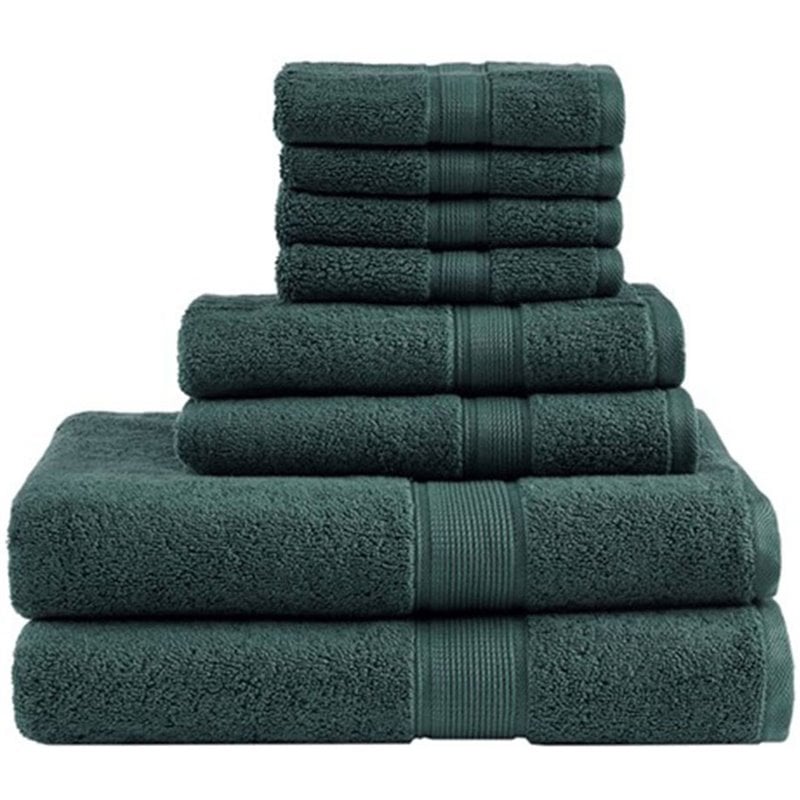 Madison Park Signature 8-Piece 100 Percent Cotton Towel Set in Dark Green