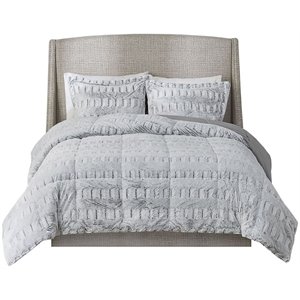 Madison Park 100 Percent Polyester Printed Long Fur Comforter Set in Gray
