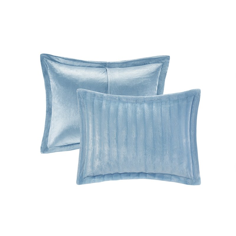 madison park 100 percent polyester faux fur comforter mini set in aqua blue