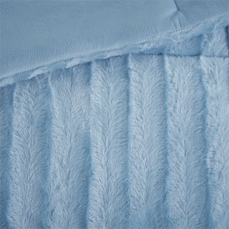 madison park 100 percent polyester faux fur comforter mini set in aqua blue