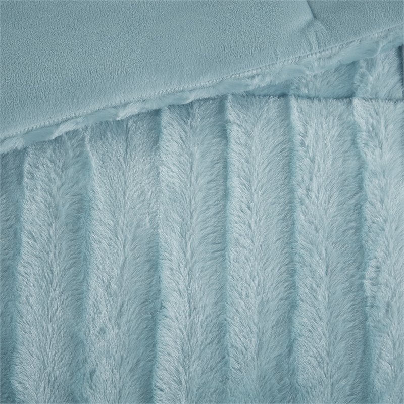 Madison Park 100 Percent Polyester Faux Fur Comforter Mini Set - Aqua Blue