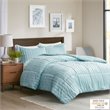 Madison Park 100 Percent Polyester Faux Fur Comforter Mini Set - Aqua Blue