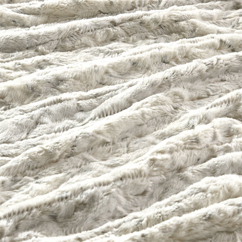 Beautyrest Polyester Faux Fur Heated Throw in Snow Leopard White Finish