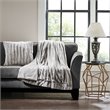 Madison Park Polyester Solid Stripe Brushed Long Fur Knitted Throw in Gray
