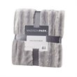 Madison Park Polyester Solid Stripe Brushed Long Fur Knitted Throw in Gray