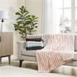Madison Park Polyester Solid Stripe Brushed Long Fur Knitted Throw in Gray
