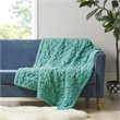 Madison Park 100 Percent Polyester Solid Long Fur Throw in Aqua Blue