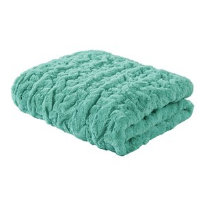 Madison Park 100 Percent Polyester Solid Long Fur Throw in Aqua Blue