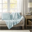 Madison Park Polyester Solid Stripe Plaited Brushed Long Fur Throw in Blue