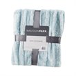 Madison Park Polyester Solid Stripe Plaited Brushed Long Fur Throw in Blue