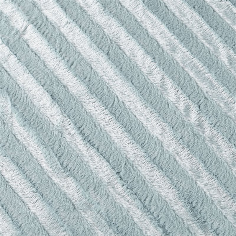 Madison Park Polyester Solid Stripe Plaited Brushed Long Fur Throw in Blue