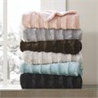Madison Park Polyester Solid Stripe Plaited Brushed Long Fur Throw in Blue