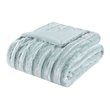 Madison Park Polyester Solid Stripe Plaited Brushed Long Fur Throw in Blue