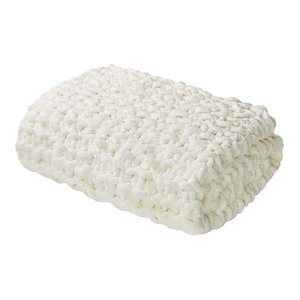 Madison Park 100 Percent Polyester Solid Chenille Chunky Knit Throw in Ivory