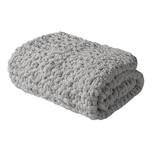 Madison Park 100 Percent Polyester Solid Chenille Chunky Knit Throw in Gray