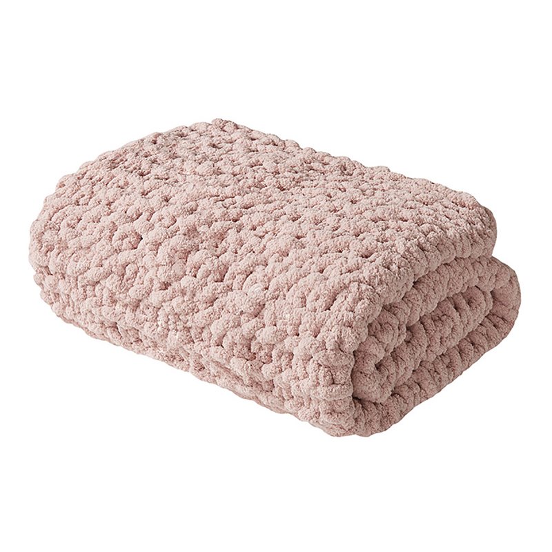 Madison Park 100 Percent Polyester Solid Chenille Chunky Knit Throw in Blush