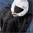 Madison Park 100 Percent Polyester Solid Long Fur Throw in Black
