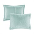 Intelligent Design Polyester Back Solid Shaggy Long Fur Comforter Set in Aqua