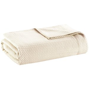 Madison Park 100 Percent Egyptian Cotton Solid Blanket in Ivory