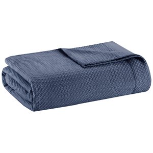 Madison Park 100 Percent Egyptian Cotton Solid Blanket in Blue