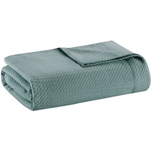 Madison Park 100 Percent Egyptian Cotton Solid Blanket in Teal Blue