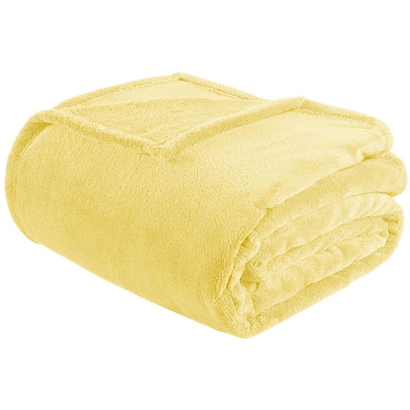Intelligent Design Polyester Solid Microlight Plush Oversized Blanket in Yellow