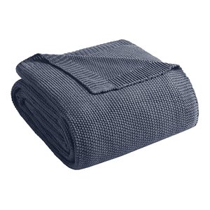 INK+IVY Bree 100 Percent Acrylic Knitted Throw in Indigo Blue