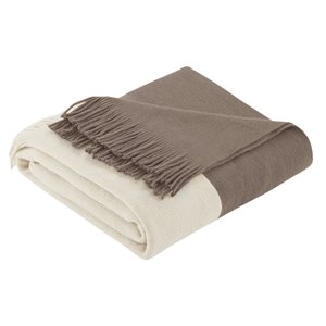 INK+IVY Stockholm 100 Percent Acrylic Color Block Faux Cashmere Throw in Taupe